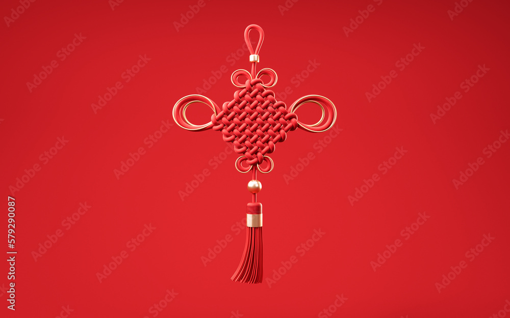 Chinese knot with oriental ancient style, 3d rendering.