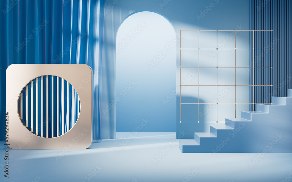 Abstract geometry interior background, 3d rendering.