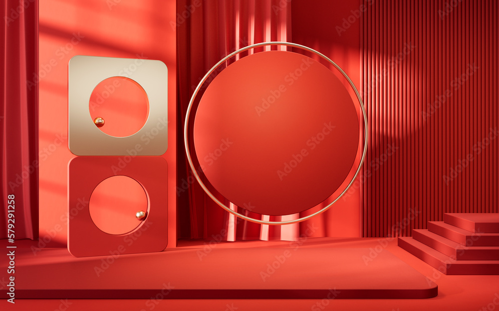 Abstract geometry interior background, 3d rendering.