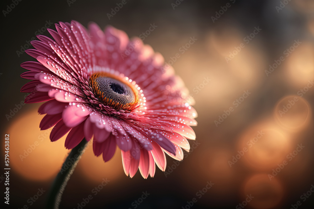 Colorful Pink Natural Gerbera flower. Illustration AI Generative