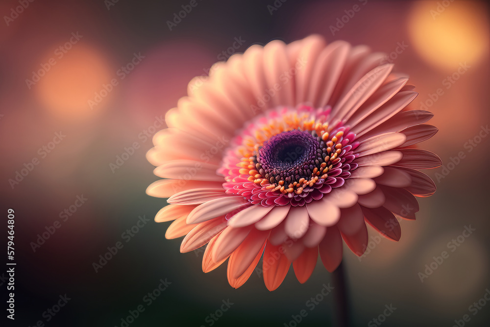 Colorful Pink Natural Gerbera flower. Illustration AI Generative