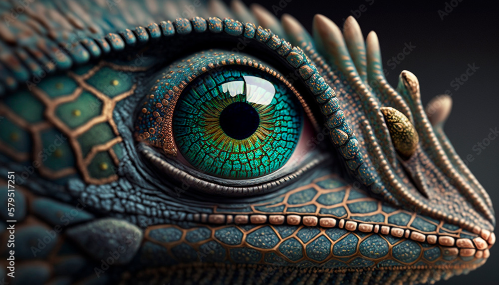 A close-up eyes of lizard, generative ai