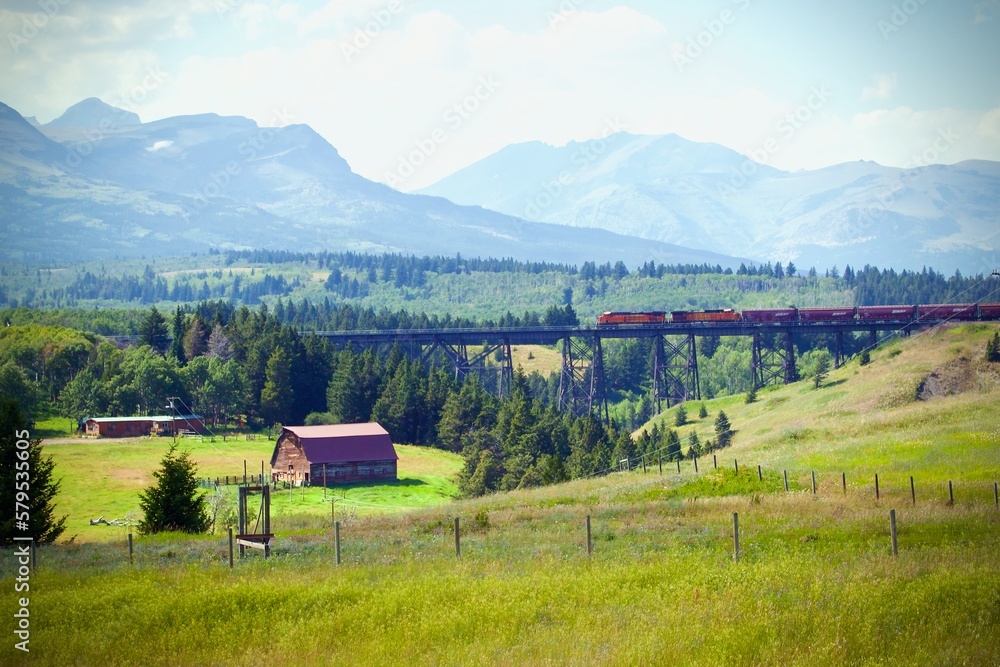 train in mountains