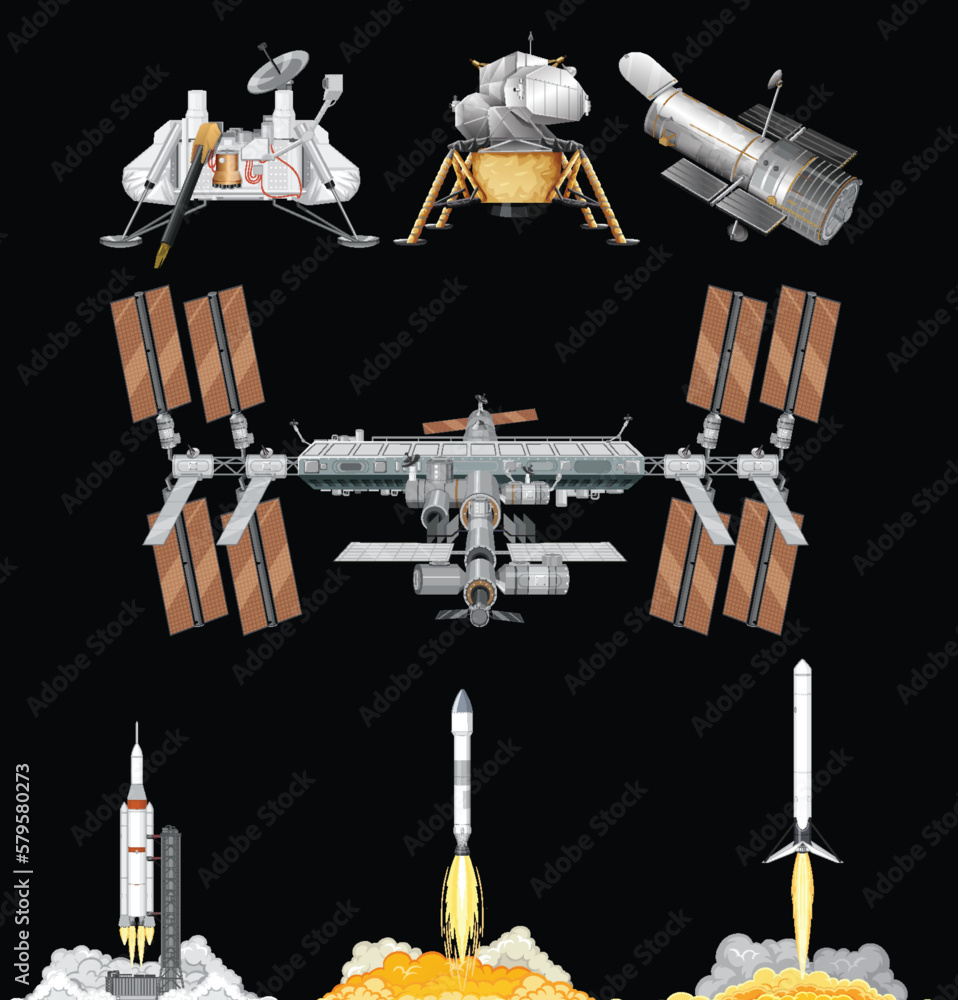 Space Satellite Vector Set