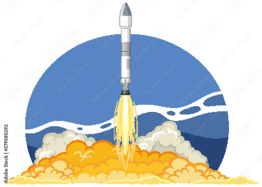 Rocket Launching into Space Concept