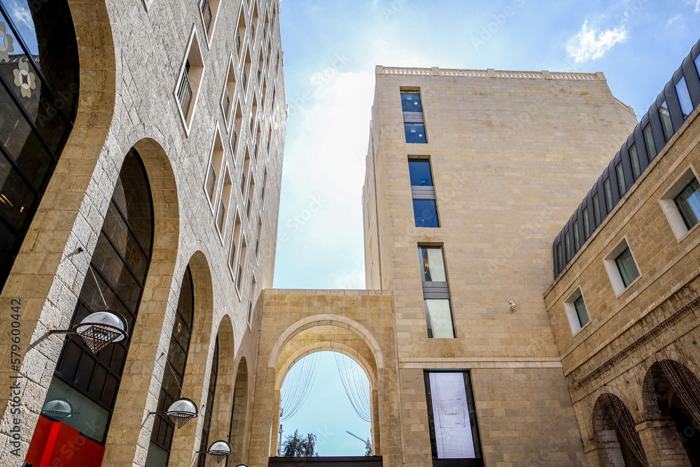 View of beautiful stone buildings in city