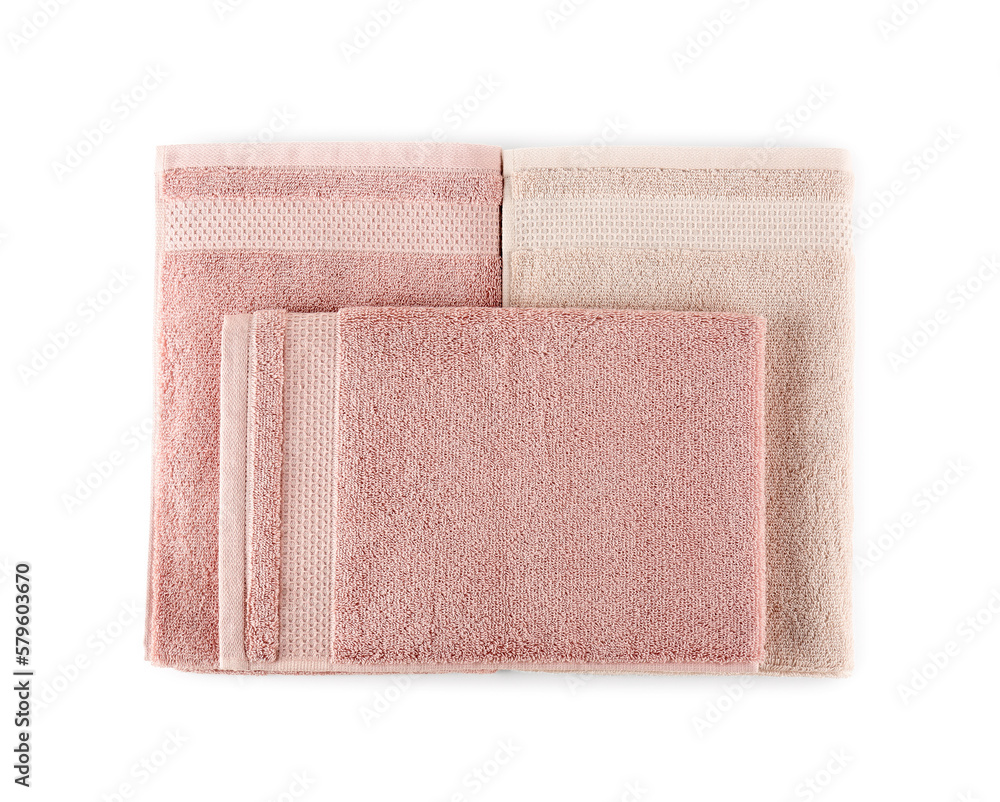 Folded soft towels isolated on white background