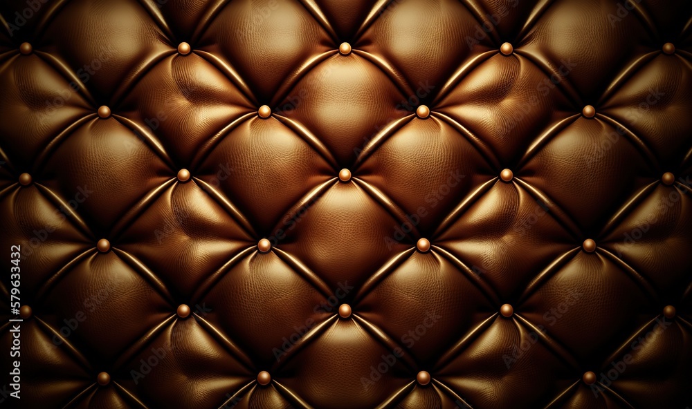  a close up of a leather upholster with a diamond pattern on the back of its back end and a light s