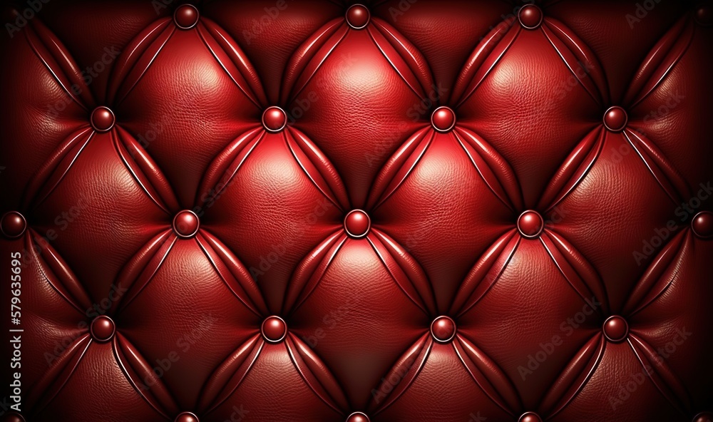  a red leather upholstered wall with a diamond pattern on the top of it and a black background with 