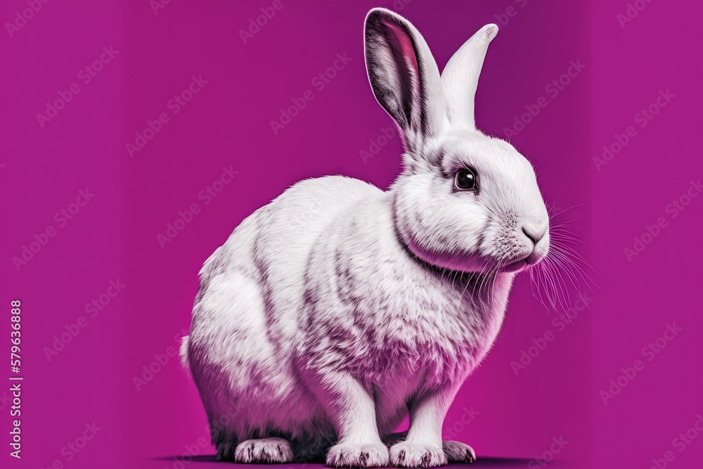  a white rabbit on a pink background with a pink background and a pink background with a white rabbi