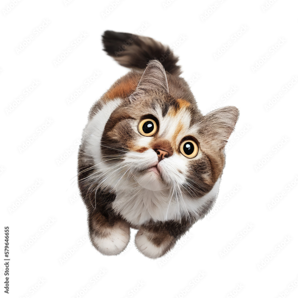 kitten standing and looking up , isolated on transparent background cutout , generative ai