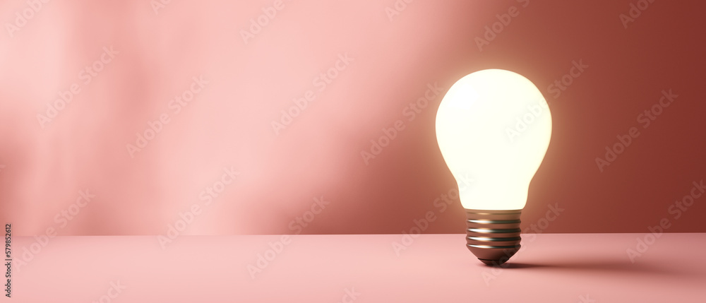 Light bulb on a colored background - 3D render