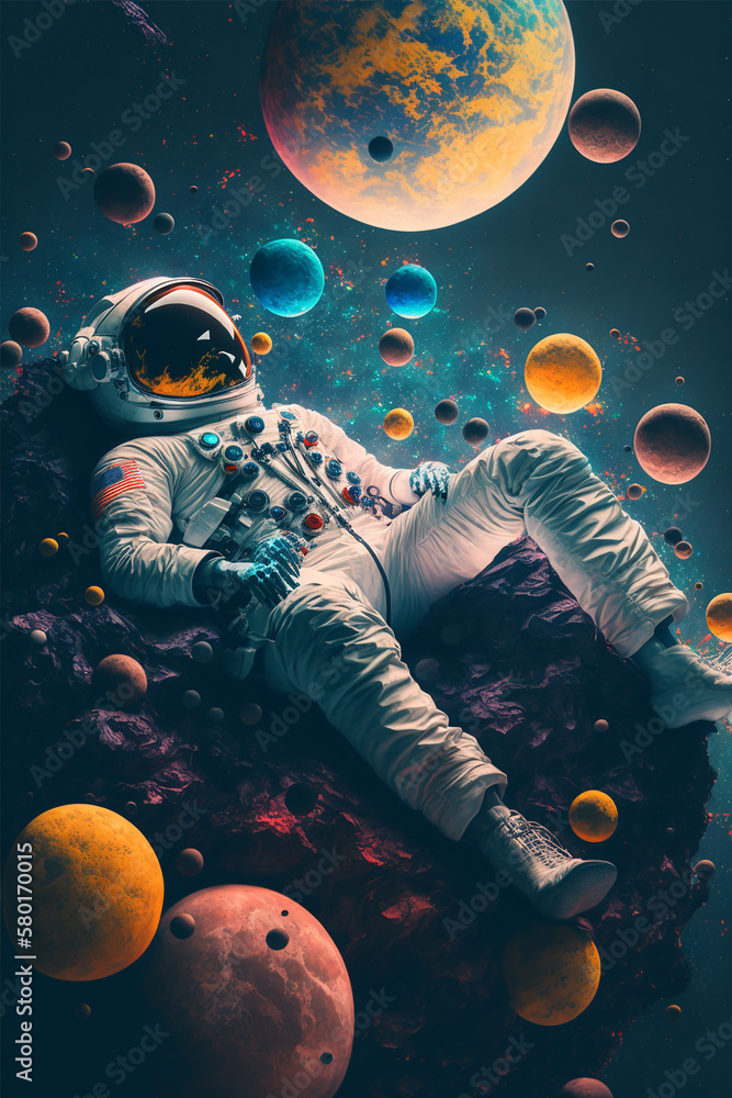 Astronaut in space poster art, generative ai