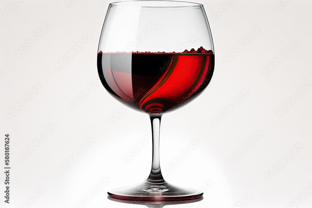 red Full DOF clipping path isolation of wine glass against white background. Generative AI