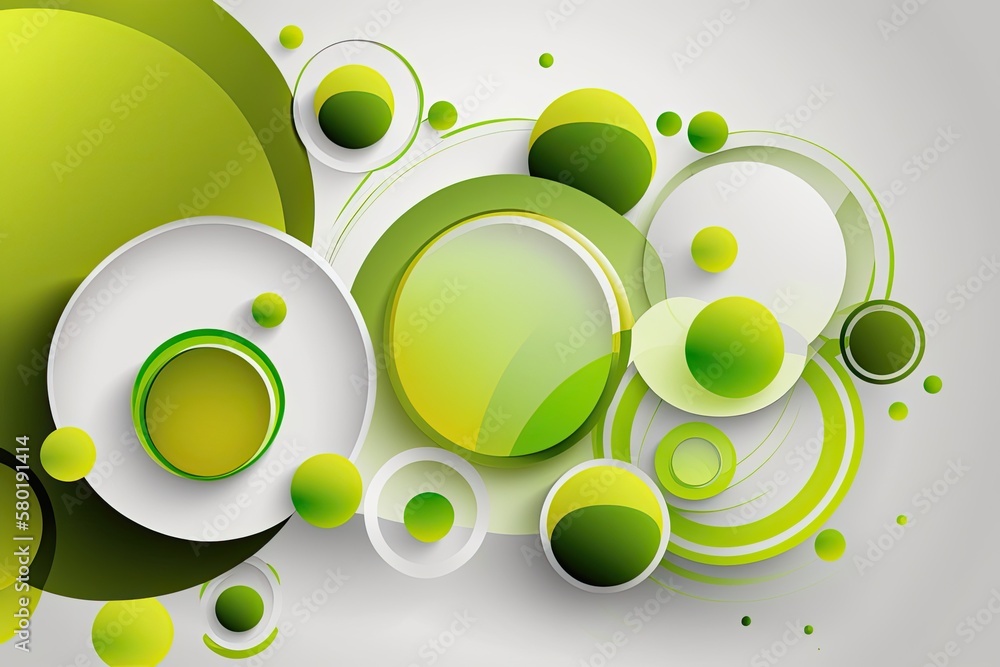 circles in an abstract light green design. Geometry design template for your company. colourful sphe