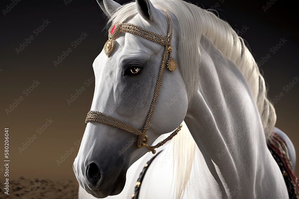 a white horse from Arabia. Generative AI