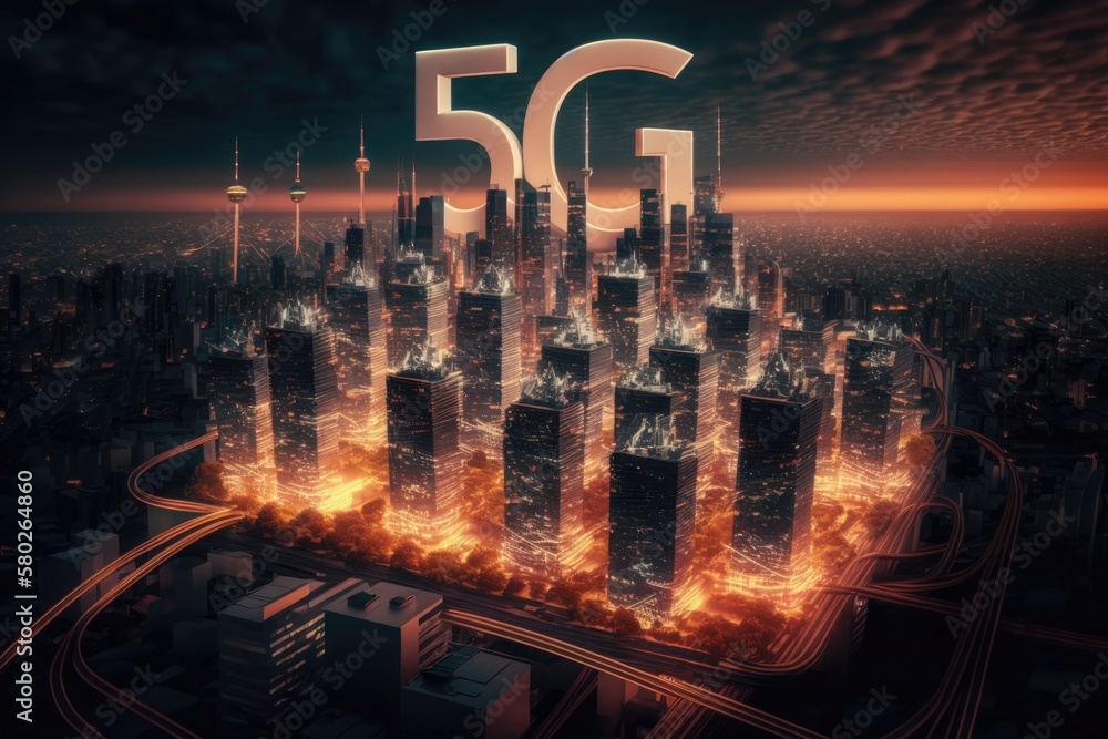 The idea of a connected metropolis and the internet of things. 5G. LPWA (Low Power Wide Area). Trans