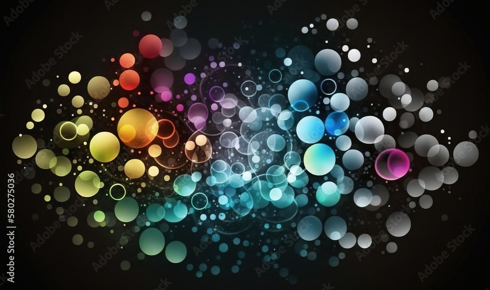  a colorful abstract background with circles and bubbles on a black background with space for text o