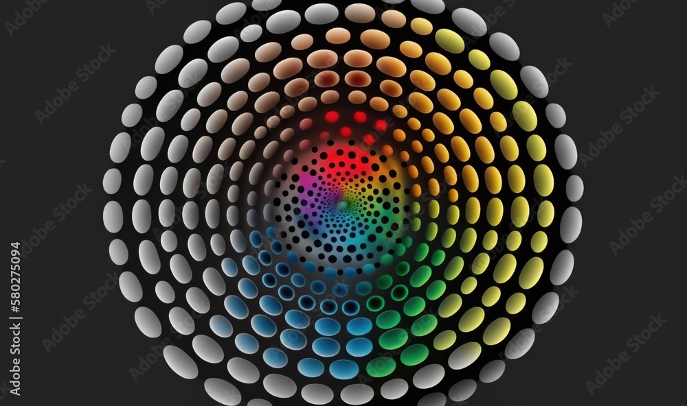  a colorful circle with many different colors on a black background with a white circle in the cente