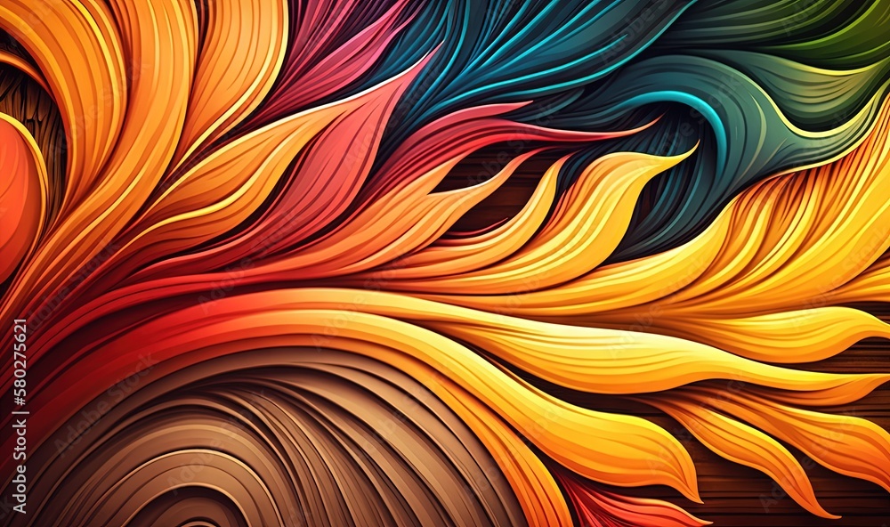  a colorful abstract background with wavy lines and colors of different shapes and sizes on a black 