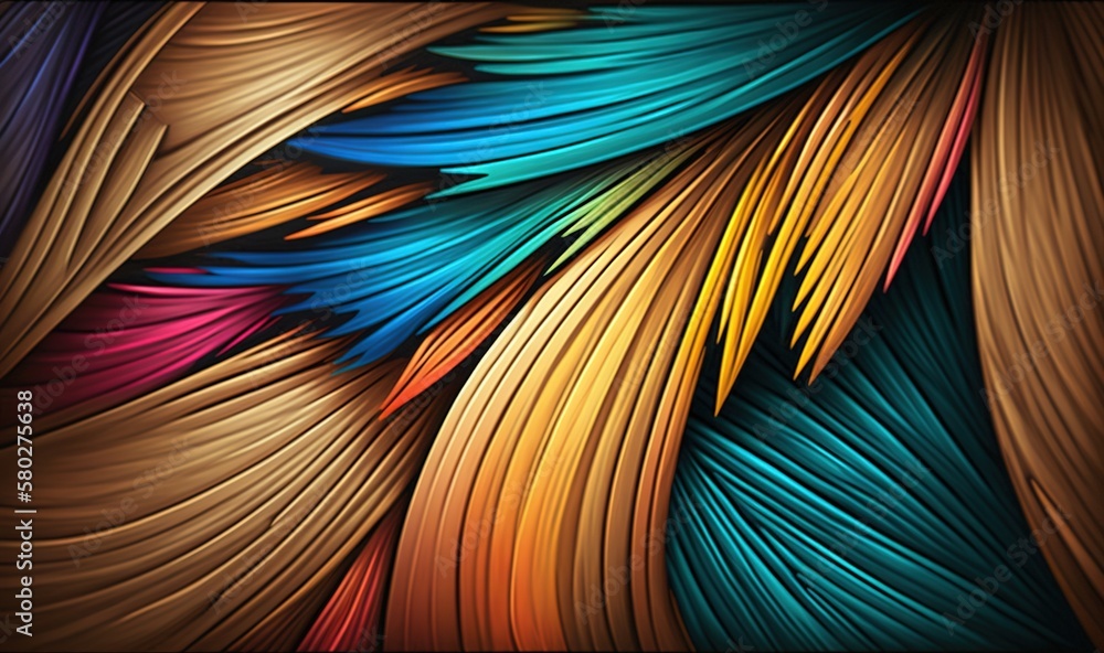  a close up of a colorful birds feathers pattern on a laptop computer screen, with a black backgrou