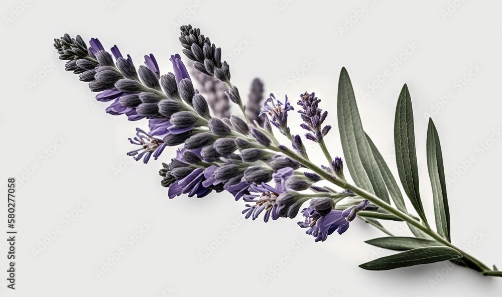  a close up of a bunch of flowers on a white background with a green leafy branch in the middle of t