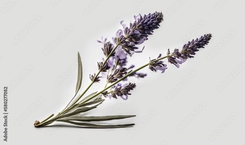  a bunch of lavender flowers on a white background with a shadow of the flower on the left side of t