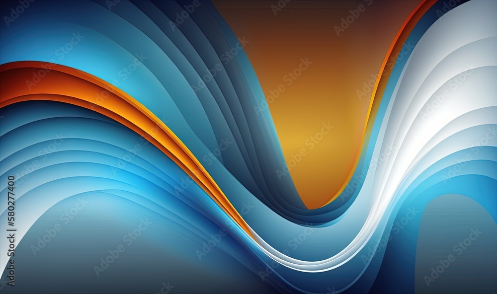  a blue and orange abstract background with wavy lines and curves in the center of the image, with a