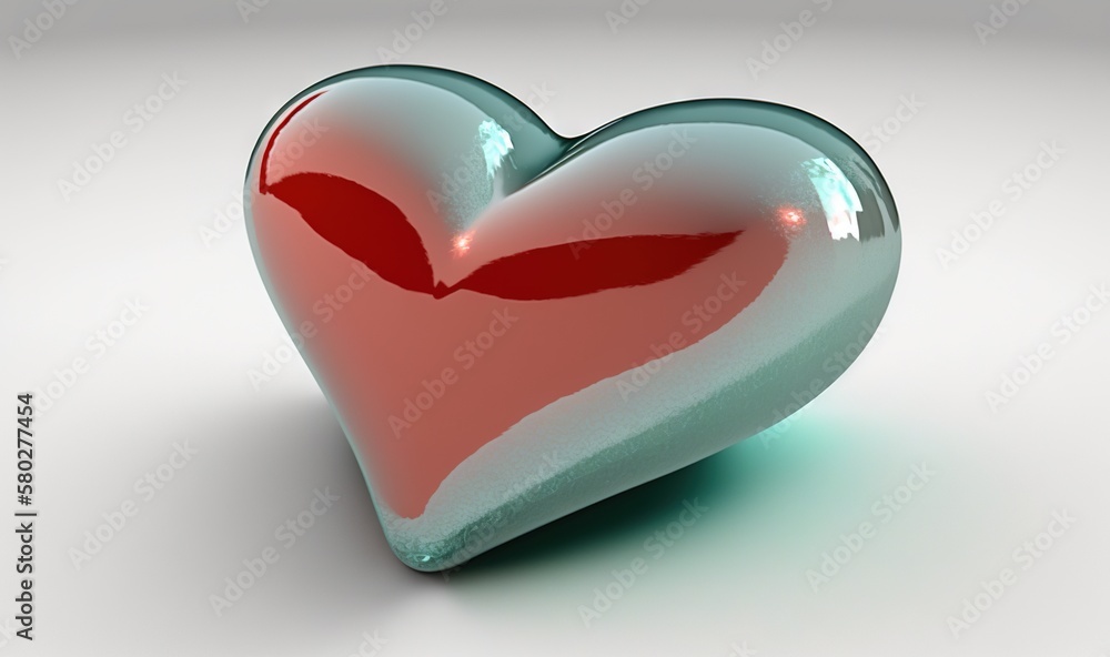  a heart shaped object with a red heart on its side and a green heart on the other side of the imag