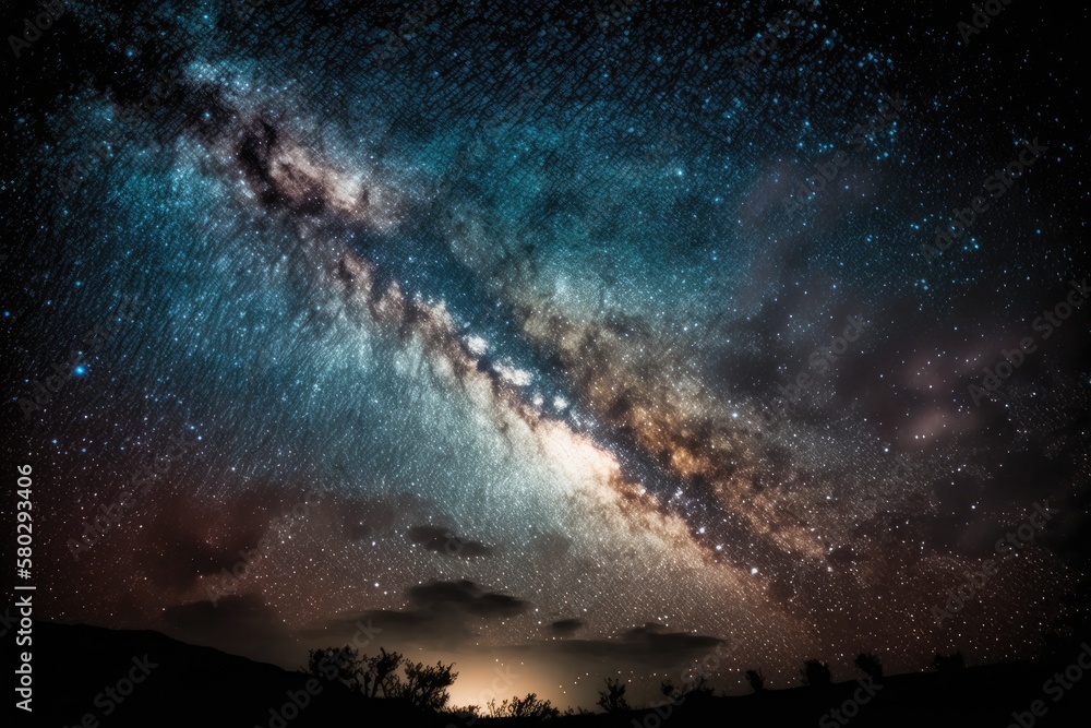 grainy long exposure photograph of the Milky Way. Generative AI