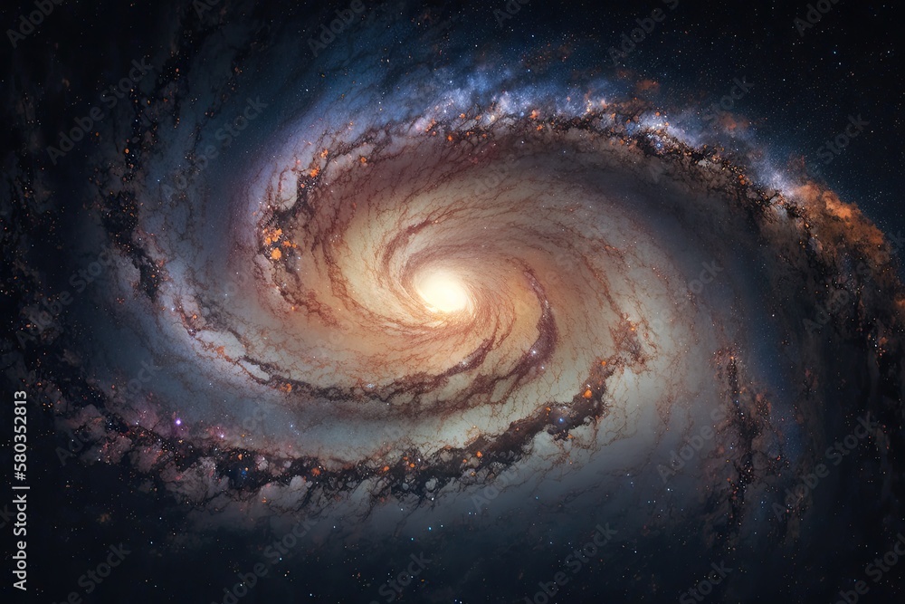 Milky Way galaxy in the cosmos, containing stars and cosmic dust. Generative AI