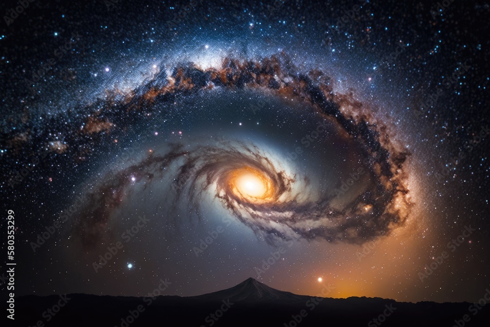 Milky Way galaxy, stars, and cosmic space dust in the night sky. Generative AI