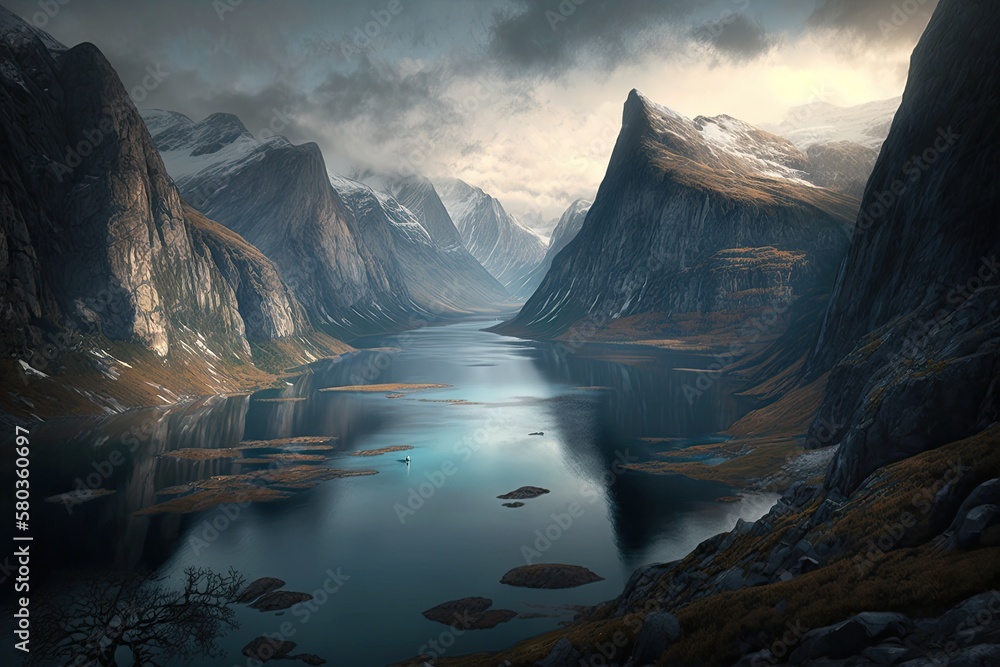 Fjord sceneries in Norway are beautiful. Generative AI