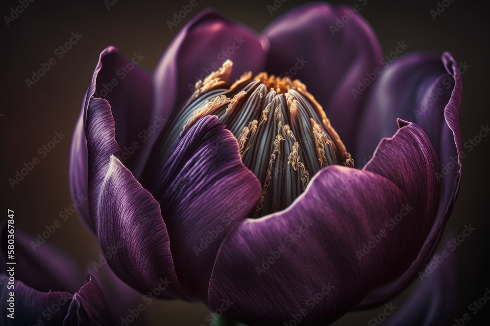 Beautiful macro image of a velvet purple tulip that would make an excellent phone wallpaper. Generat