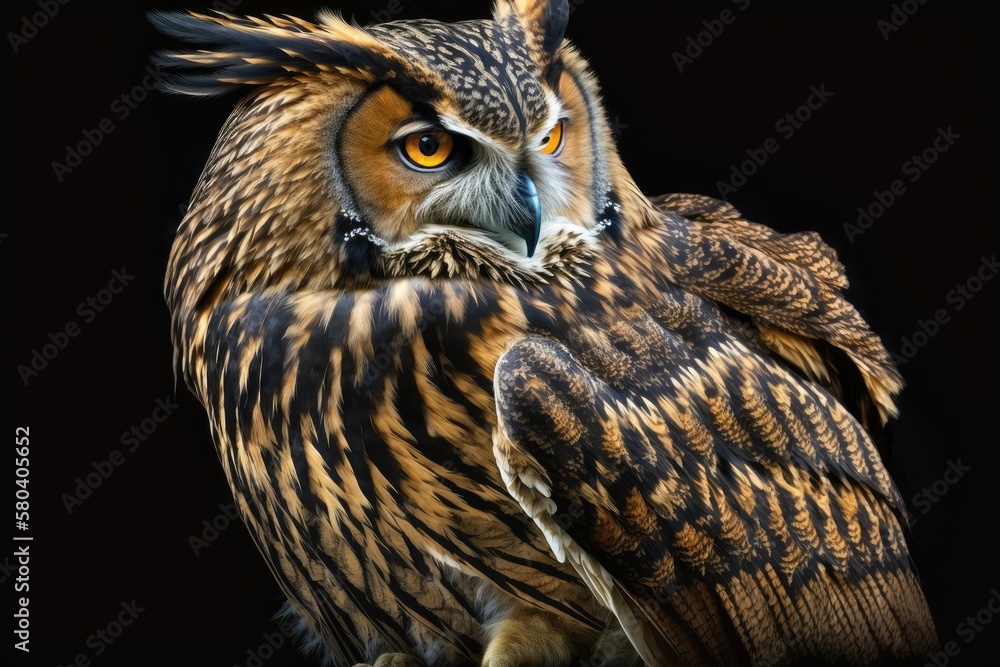 The Indian eagle owl is also called the Bengal eagle owl (Bubo bengalensis). Animal from the wild. G