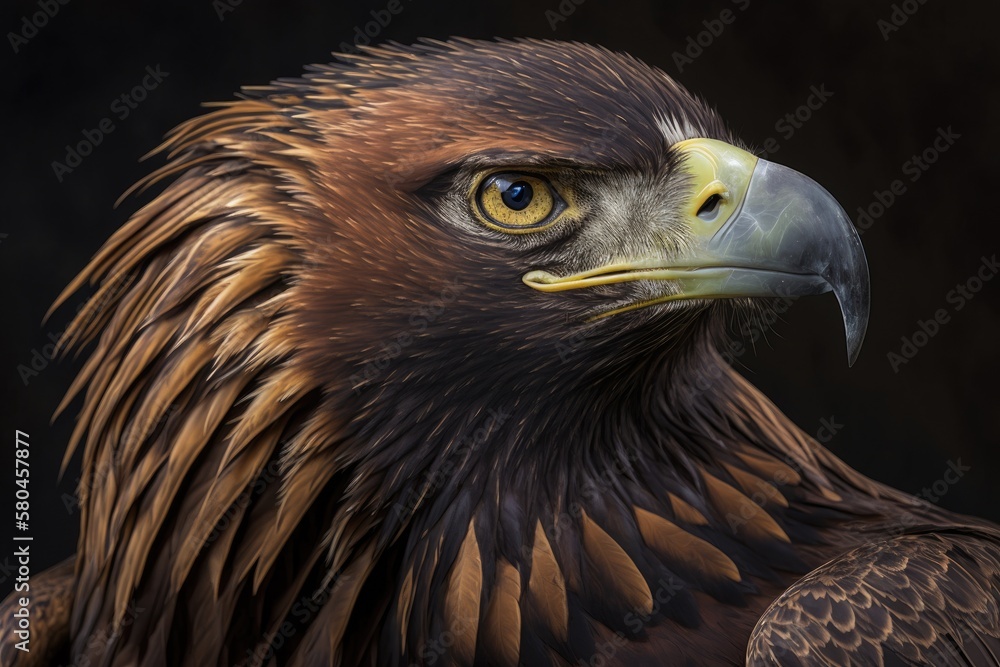 Imperial eagle portrait. A close up of the face of an imperial eagle. Generative AI