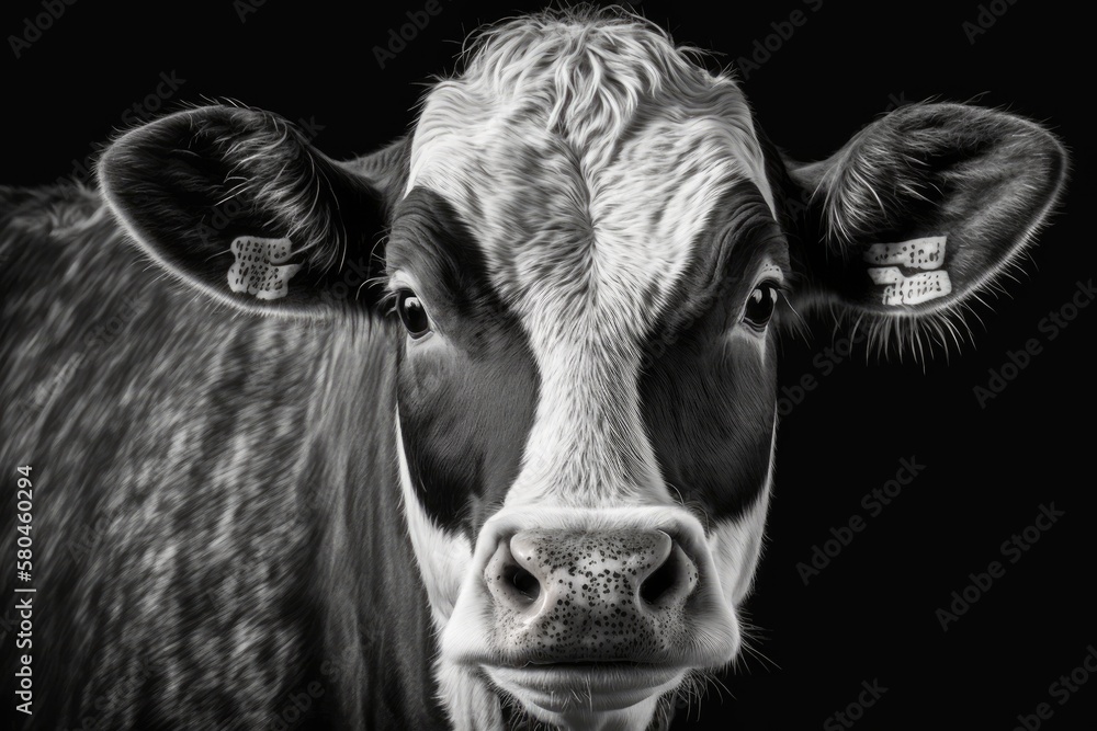 Domestic Animals Cows Black and White Face. Generative AI