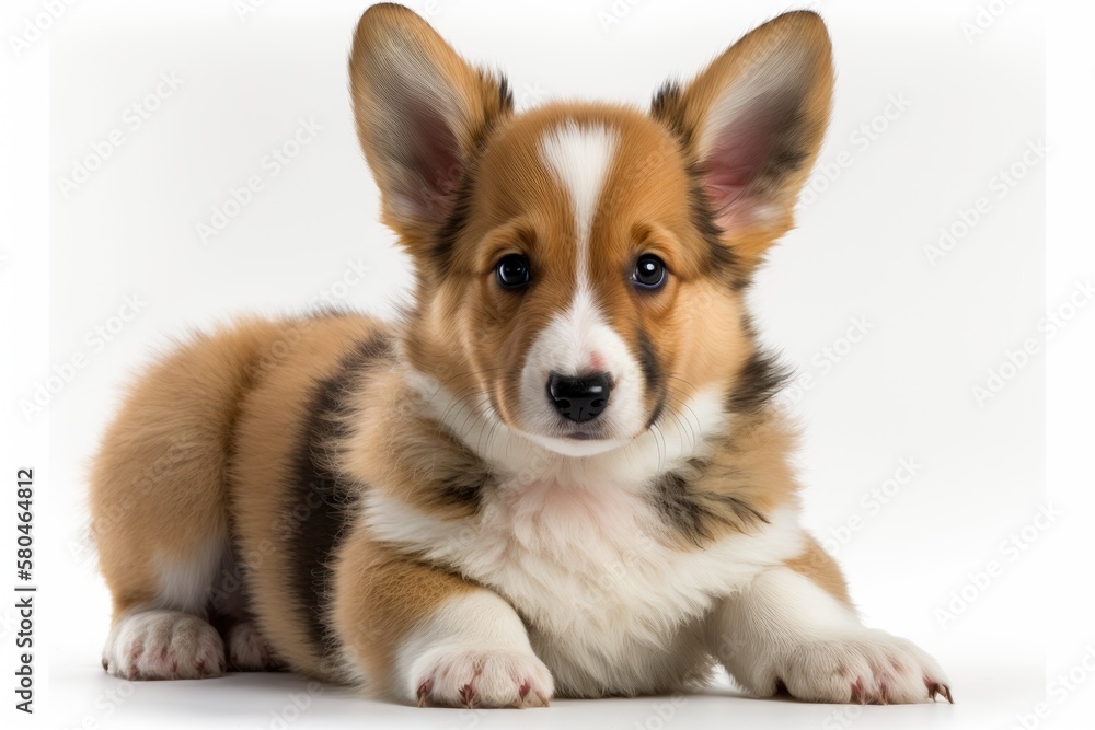 Corgi Pembroke puppy on white background. Generative AI