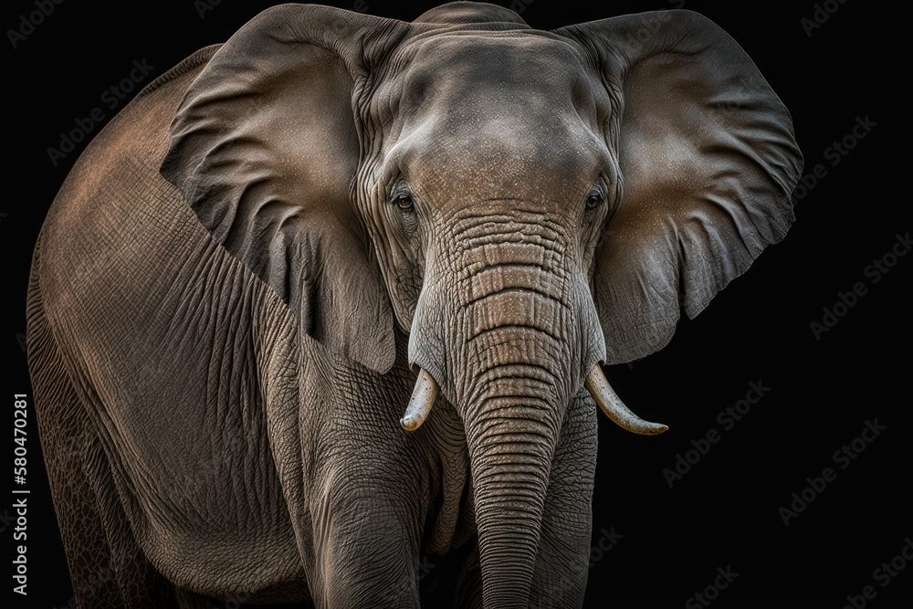 Asian Elephant Wild Portrait of an Animal. Generative AI