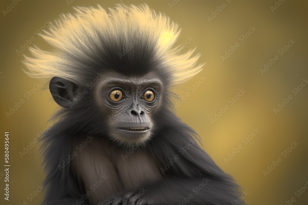 Dusky Leaf Monkey. Generative AI