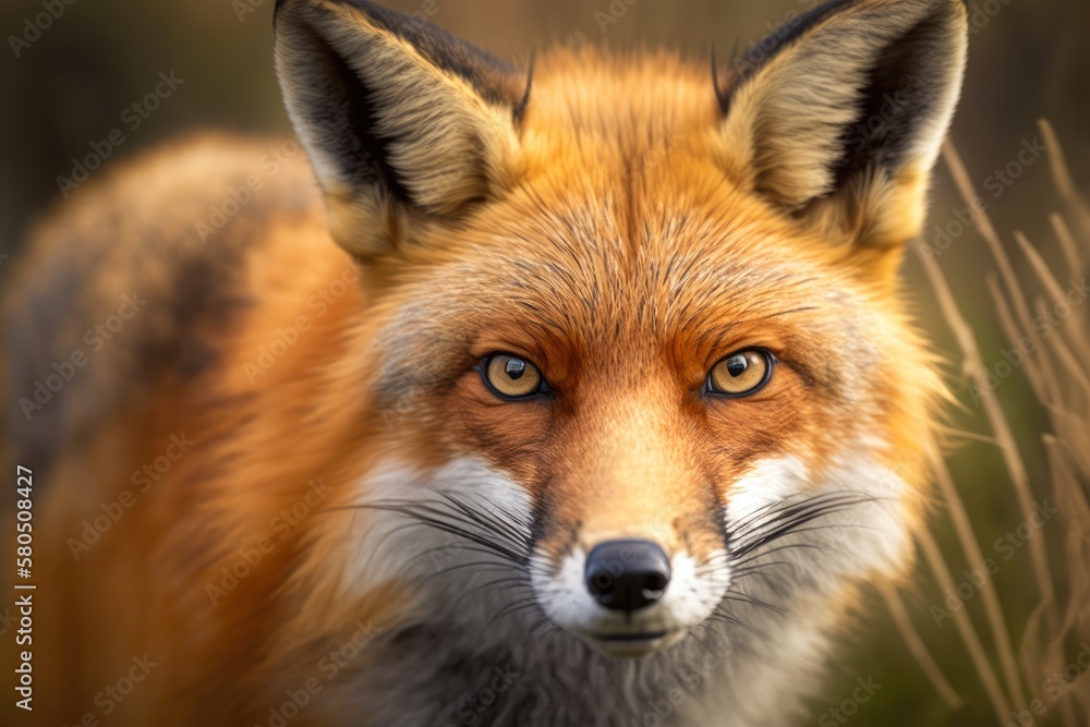 Beautiful Red Fox Taking a Look at the Camera. Generative AI