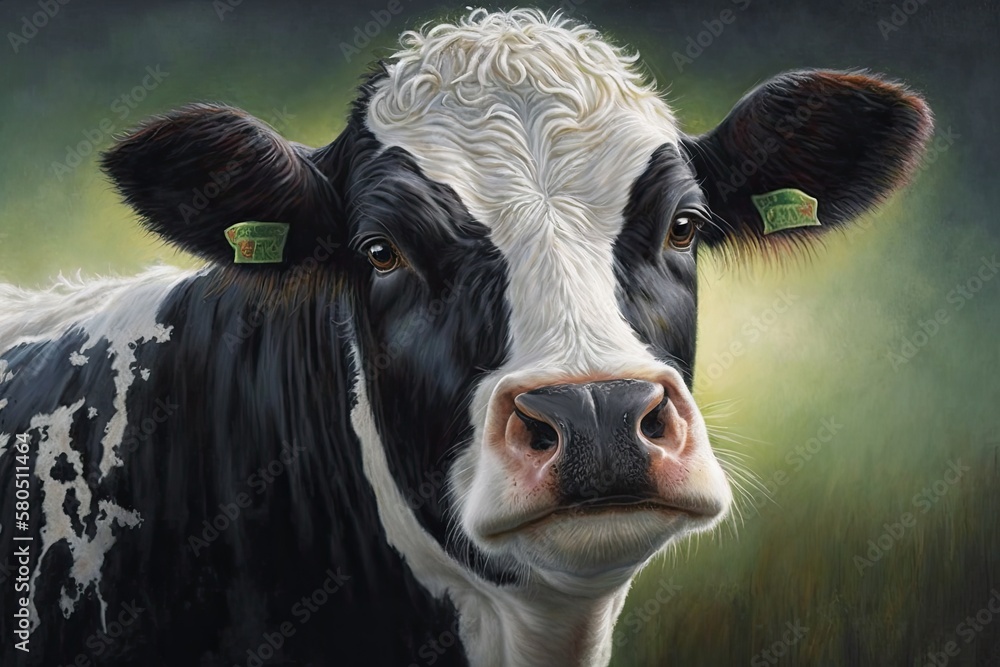 pastel portrait painting. Modern art, cow. Generative AI