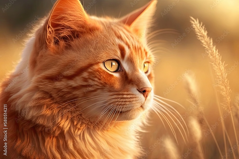 Ginger is a cat. A picture of a cute red ginger tabby cat on a bright summer day. Cats were. Orange 