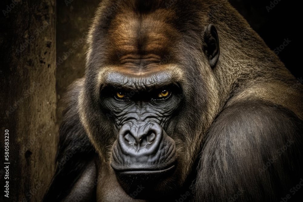 A grumpy gorilla. Generative AI