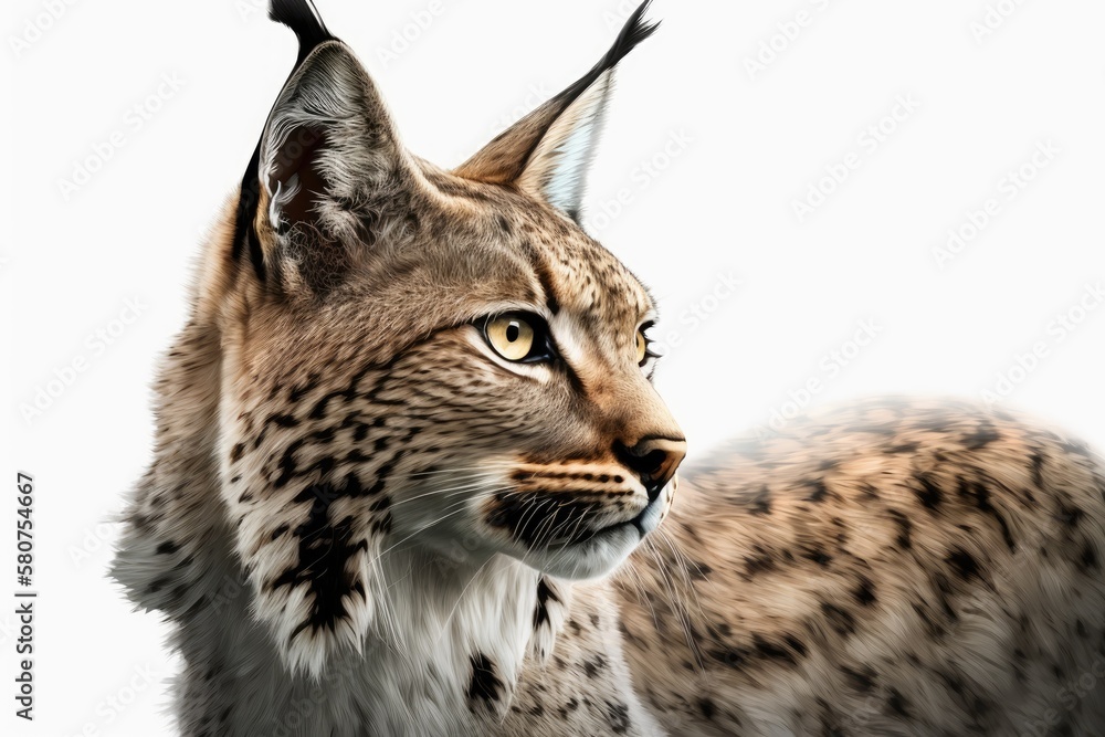 a picture of a lynx on a white background. Generative AI