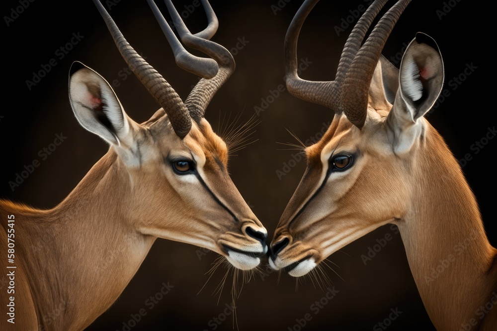 Love from an impala ( Aepyceros melampus ) During the rutting season, two male impalas have a privat