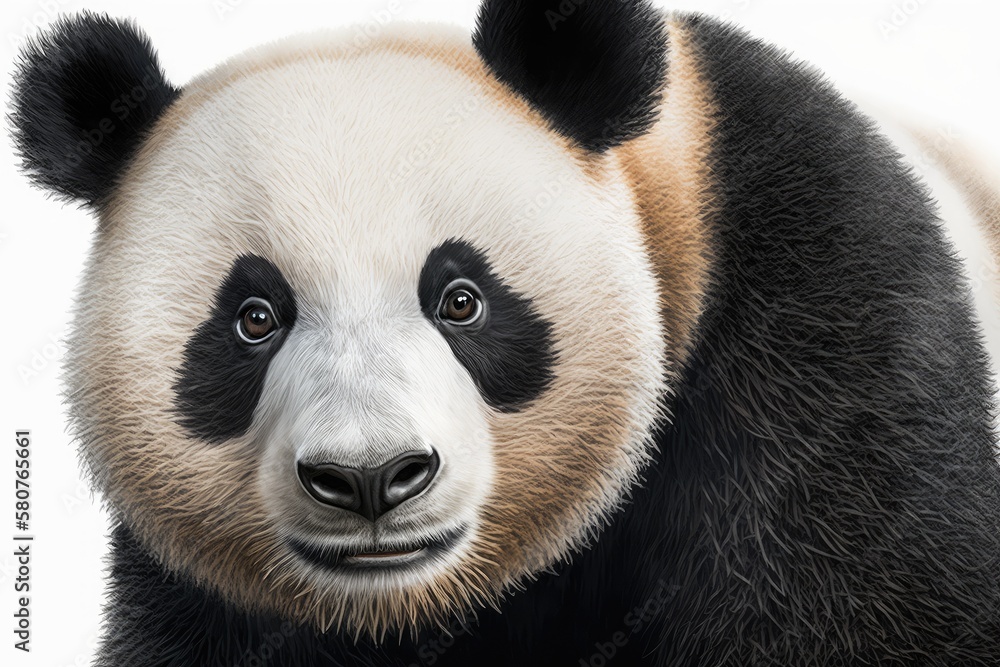 Close up of a giant panda on a white background. Generative AI