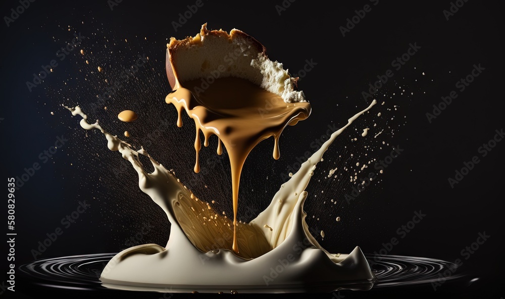  a splash of chocolate and milk on a black background with a black background and a black background