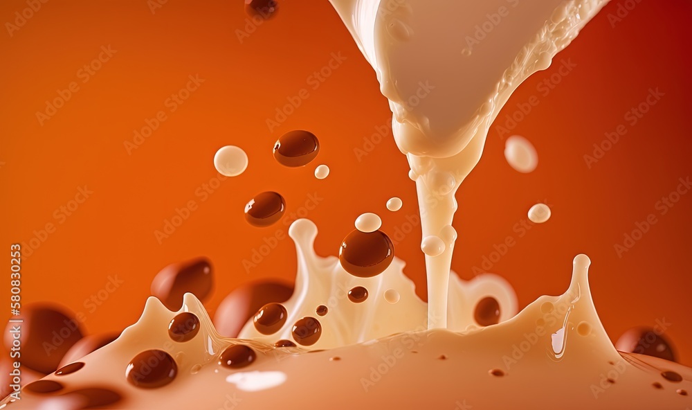  a spoon is pouring milk into a chocolate cake with chocolate chips on the bottom of it and chocolat