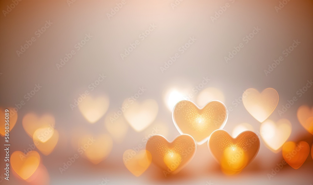  a bunch of hearts that are in the air with a blurry background behind them and a light in the middl